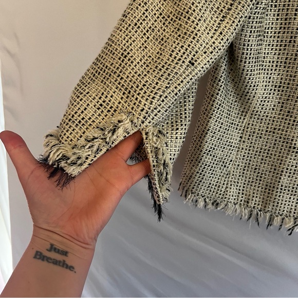 White House Black Market Tweed Blazer Black & White 3/4 Sleeve Career Wear Sz 12 - Picture 4 of 10